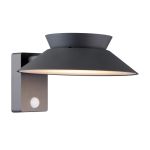 Nordlux Solar Applique Murale Justina Métal Anthracite 400lm - 830 Blanc Chaud | IP44 - Détecteur de Mouvement et de Lumière