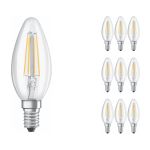 Lot 10x Osram CLASSIC LED E14 Bougie Filament Claire 4W 470lm - 827 Blanc Très Chaud | Équivalent 40W