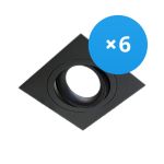 Lot 6x Noxion Encastré Spot Boxi MR16 inclinable Noir | Diamètre 80mm - GU10 Culot