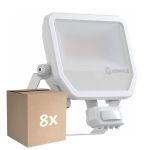 Lot 8x Ledvance Projecteur LED Aluminium Blanc 41W 5500lm 100D - 830 Blanc Chaud | IP65 - Détecteur de Mouvement et de Lumière - Symétrique