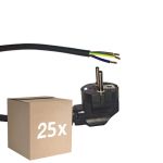 Lot 25x Noxion Power Câble d’alimentation Noir - Schuko Europlug + Extrémités ouvertes - 3m - 3 pole 0,75mm2