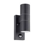 Eglo Applique Murale Riga 5 Acier Anthracite 2W 250lm - 830 Blanc Chaud | IP44 - Détecteur De Mouvement