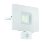 Eglo Applique Murale Faedo 3 Aluminium Blanc 31W 3400lm - 850 Blanc Froid | IP44 - Détecteur De Mouvement