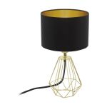 Eglo Lampe De Chevet Carlton 2 Acier Dorée Noir | IP20 - Convient pour 1x E14 