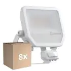 Lot 8x Ledvance Projecteur LED Aluminium Blanc 41W 5500lm 100D - 830 Blanc Chaud | IP65 - Détecteur de Mouvement et de Lumière - Symétrique
