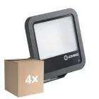 Lot 4x Ledvance Projecteur LED Aluminium Noir 69W 10000lm 100D - 840 Blanc Froid | IP66 - Détecteur De Lumière - Symétrique
