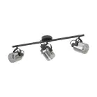 Eglo Plafonnier Berregas Acier Noir Chrome | IP20 - Convient pour 3x E27 
