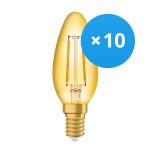 Voordeelpak 10x Osram Vintage 1906 LED E14 Kaars Goud 1.5W 120lm - 824 Zeer Warm Wit | Vervangt 15W