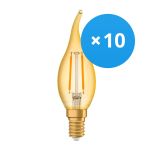Voordeelpak 10x Osram Vintage 1906 LED E14 Kaars Goud 1.5W 120lm - 824 Zeer Warm Wit | Vervangt 15W