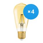 Voordeelpak 4x Osram Vintage 1906 LED E27 Peer Goud 2.5W 220lm - 824 Zeer Warm Wit | Vervangt 22W