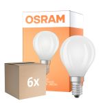 Voordeelpak 6x Osram Classic LED E14 Kogel Filament Mat 5.5W 806lm - 840 Koel Wit | Dimbaar - Vervangt 60W