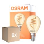 Voordeelpak 6x Osram Vintage 1906 LED Classic Slim E14 Peer Filament Goud 4.9W 470lm - 922 Zeer Warm Wit | Beste Kleurweergave - Dimbaar - Vervangt 40W