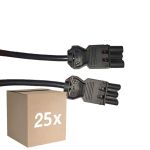 Voordeelpak 25x Noxion GST - Compatibel Verlengkabel Zwart - Mannelijk + Vrouwlijk - 2m - 3 pole 1,5mm2