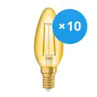 Voordeelpak 10x Osram Vintage 1906 LED E14 Kaars Goud 1.5W 120lm - 824 Zeer Warm Wit | Vervangt 15W