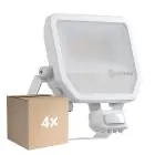 Voordeelpak 4x Ledvance LED Floodlight Aluminium Wit 41W 6000lm 100D - 840 Koel Wit | IP65 - Bewegings- en Lichtsensor - Symmetrisch
