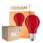 Voordeelpak 6x Osram LED Star Classic Decor E27 Peer Filament Mat 2.5W 45lm - Rood | Vervangt 7W