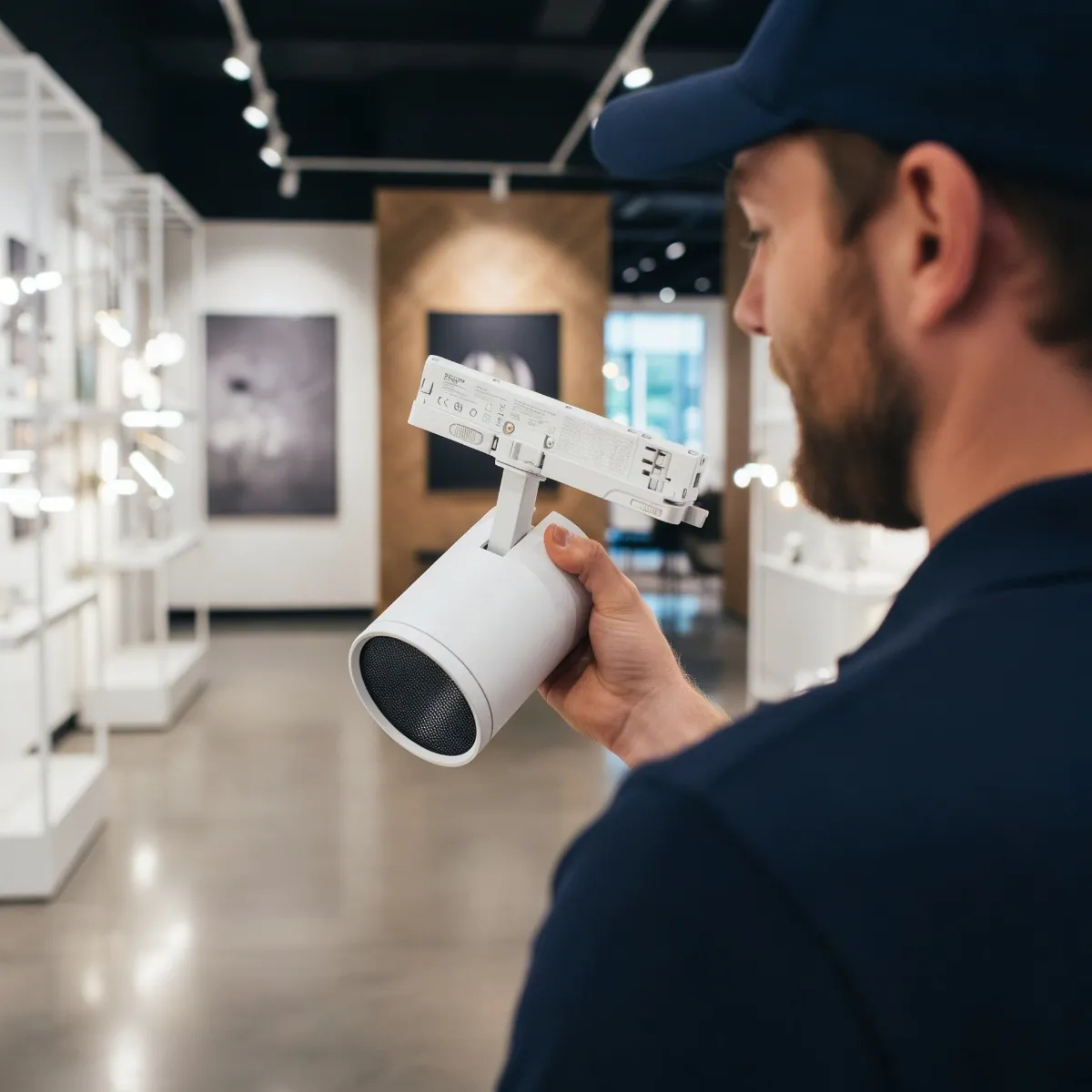 Noxion rail spot Delta Pro met honeycomb in een galerij